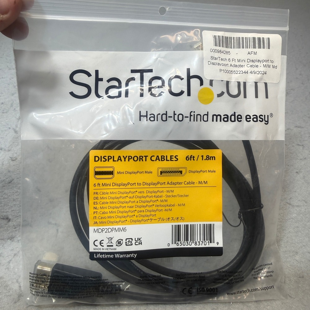 StarTech Adapter Cable Unisex 6ft Black Mini DisplayPort to DisplayPort MDP2DPMM
